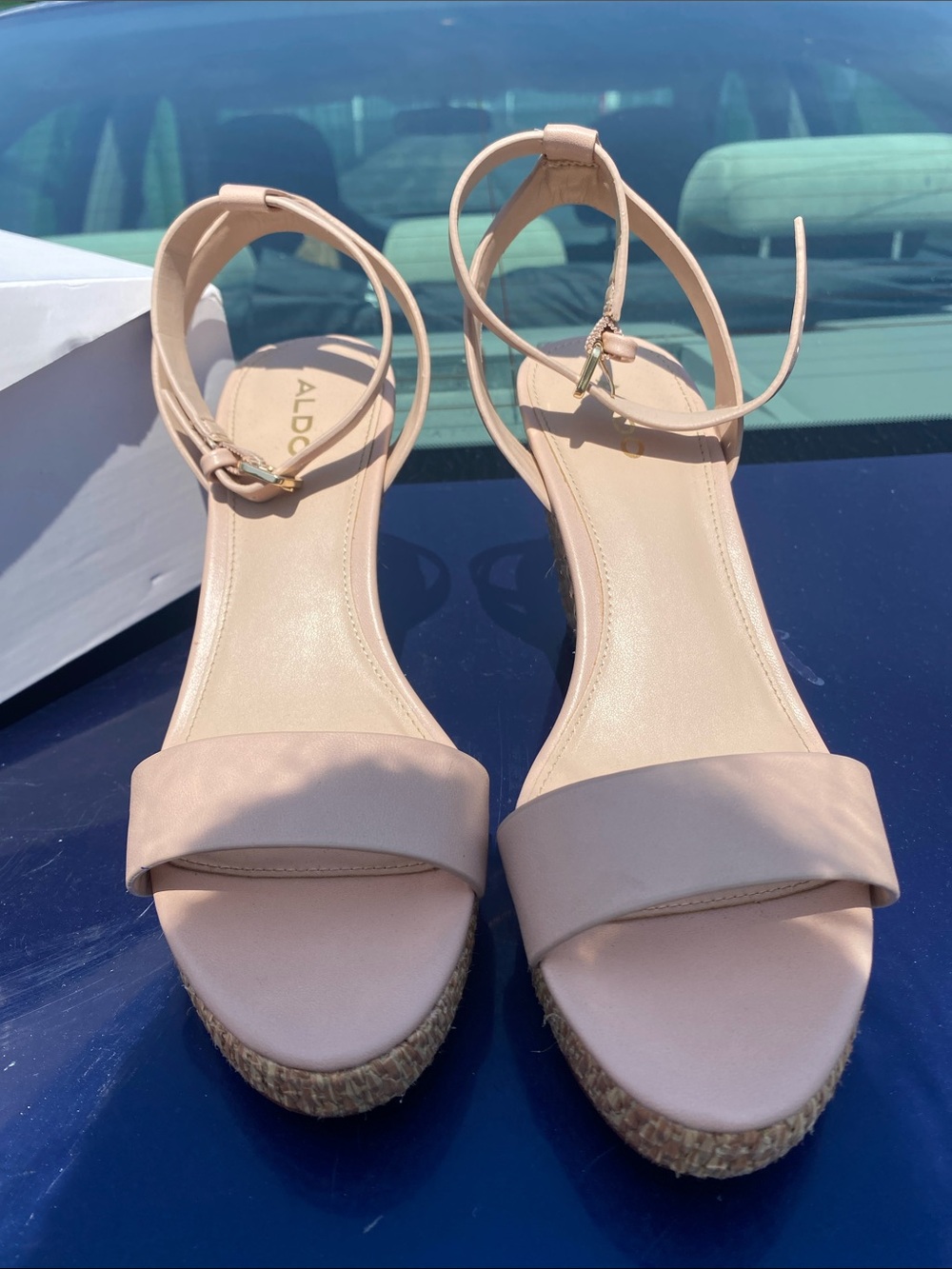 ALDO Nude/Tan Espadrille Ankle-Strap Wedge Sandals